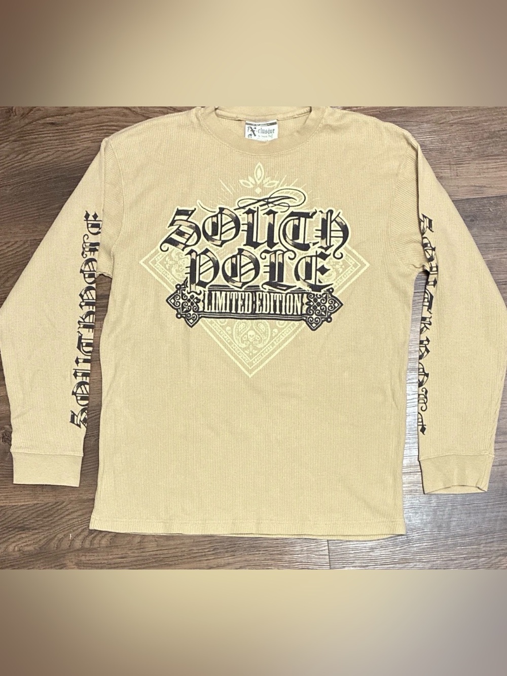 Y2K Skater SouthPole Men's Limited Edition Tan Long-Sleeve Shirt Grunge